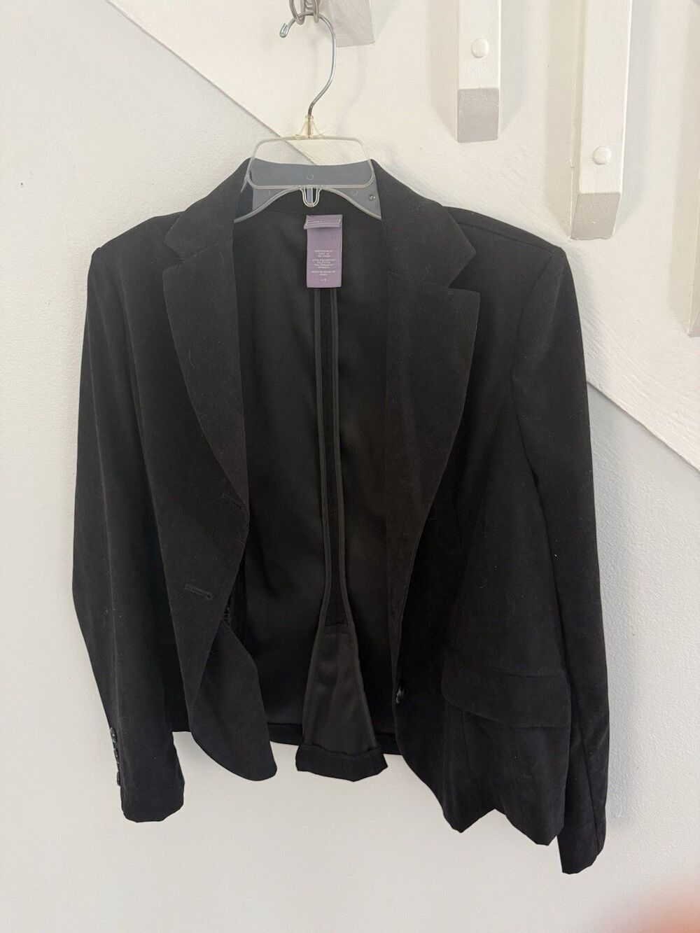 Laura Scott Short Blazer Jacket Sz Large Black 3% Sapandex
